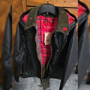 NWT! Barbour Solar Transport waxed cotton hooded jacket Sz. Large
